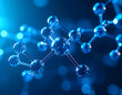 © ERWIN - Futuristic 3D rendering of a molecular structure on an abstract blue network background, symbolizing scientific research and connection.