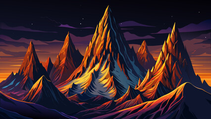 Sharp glacier peaks in a remote Arctic wilderness with vector ideal for extreme nature and polar landscape themes