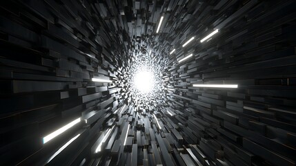 Canvas Print - a futuristic tunnel with glowing white lights, creating a sense of speed and motion, perfect for sci