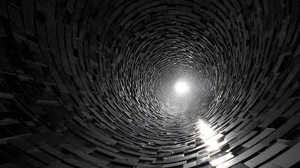 Canvas Print - abstract dark tunnel background with light at the end, creating a futuristic and geometric perspecti