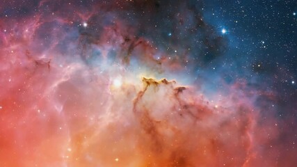 Poster - Nebula, an interstellar cloud of dust, hydrogen, helium and other ionized gases creating beautiful colors in the vastness of space with countless stars
