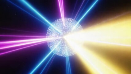 Wall Mural - colorful energy beams radiating from a glowing sphere create a captivating cosmic display, illuminat