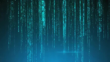 Poster - Glowing lines of binary code streaming down a dark background. Creating an immersive visualization of technology and data. The scene evokes a sense of futuristic innovation and digital communication
