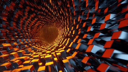 Canvas Print - abstract futuristic tunnel background with light and motion blur effect creating a sense of speed an