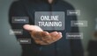 © Hriday - Online Training Concept: A conceptual visual showcases Online Training prominently displayed within a digital interface. Supported by associated terms.