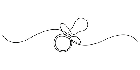 Baby pacifier in one continuous line art drawing style. Single line art of baby pacifier. Minimalist style vector illustration in white background. Pro vector