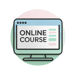 online course illustration, modern design, digital education concept, computer screen, copy space