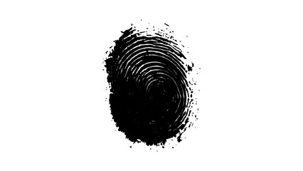 Wall Mural - one black fingerprint on white background. human fingerprint on a clean white background. simple and