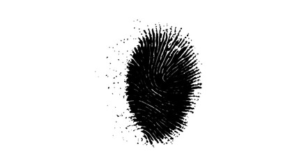Wall Mural - one black fingerprint on white background. human fingerprint on a clean white background. simple and