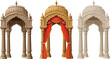 © Creatives World - PrintTraditional Indian arches, ornate architecture, cultural heritage design, temple gateway, royal structure, ceremonial arch, decorative pillars, curtain drapery, historical art