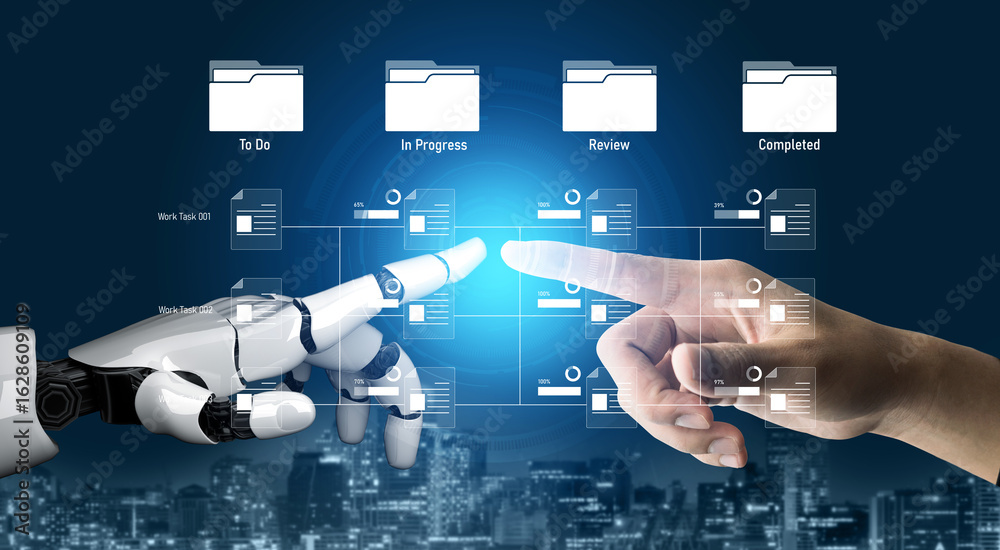 AI managing task workflow system, tracking document progress, analyzing ...