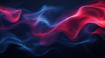 Wall Mural - abstract red and blue smoke waves on black background. (1)