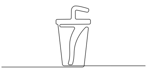 Continuous line drawing of a martini glass with a straw on a white background simple and elegant. 