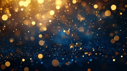 Wall Mural - abstract gold and blue glitter bokeh background.