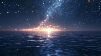 Wall Mural - a cosmic ocean reflecting the stars above, peaceful ambiance
