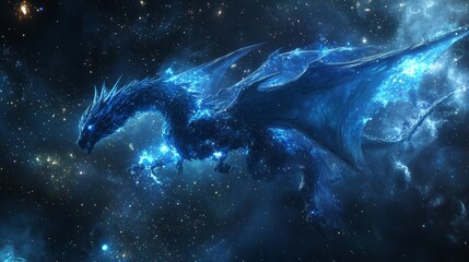 Wall Mural - a celestial dragon made of stardust flying through space