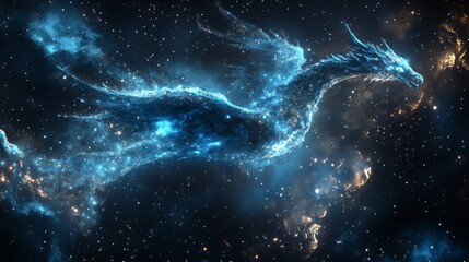 Wall Mural - a celestial dragon made of stardust flying through space