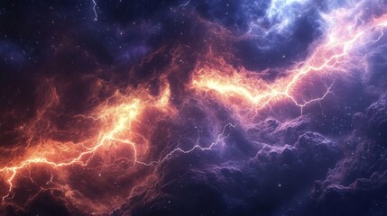 Wall Mural - A breathtaking cosmic storm with lightning bolts in deep space 