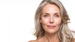 © Johannes - attractive gorgeous mature older woman looking at camera isolated on white background advertising skincare spa treatment mid age tightening face skin care rejuvenation cosmetics concept portrait no l