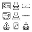 © vVadim - Password Management Icons. Outline style icons of Password Management: password manager icon, lock with asterisks, generate