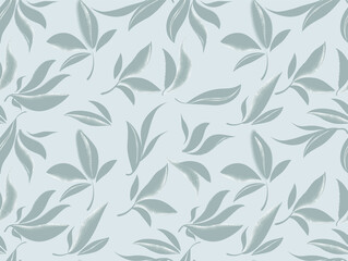Wall Mural - Flourish summer leaves seamless pattern. Branch with leaves ornamental texture.  Garden background