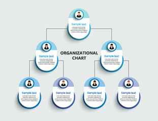 Wall Mural - Corporate organizational chart with business avatar icons. Business hierarchy infographic elements
