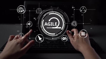 Poster - Agile project management using teams and agile planning for agile development. Agile enables flexibility, collaboration, and continuous improvement across modern workflows. Muxer