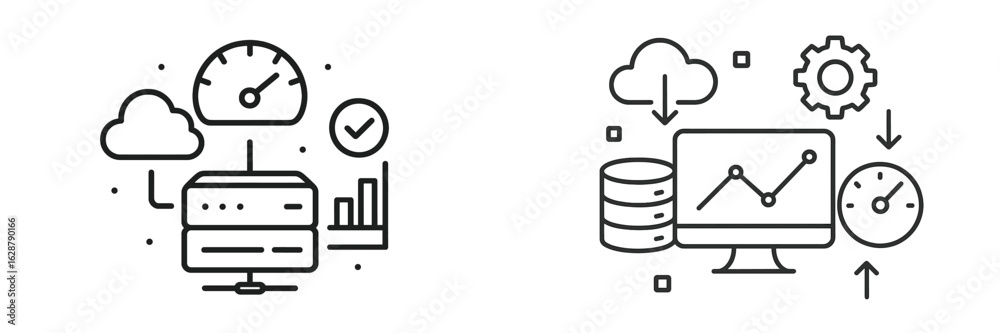 Vector de Stock Data analysis and cloud computing concepts illustrated ...