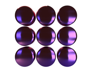 set of glossy purple buttons arranged in a square pattern