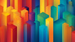 © Faiza's World - Abstract colorful vertical 3D geometric blocks background design with rainbow spectrum colors and futuristic isometric lines for tech, poster, and graphic projects
