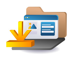 Wall Mural - illustration symbol for downloading data on a web page.eps