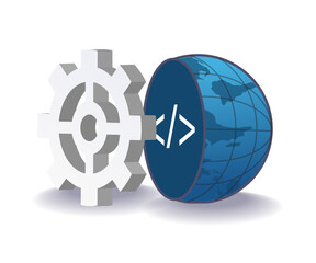 Wall Mural - earth slice with symbol programmer gear.eps