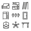 © Architect - Compact vector tiny icons sliding house bed icon hooks shelf storage wall