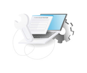 Wall Mural - creating a registration form with a computer.eps