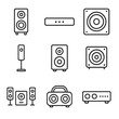 © Lena - Vector bookshelf tweeter system amplifier icon sound subwoofer speaker icons soundbar satellite