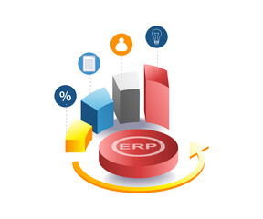 Wall Mural - business development with erp system concept illustration.eps