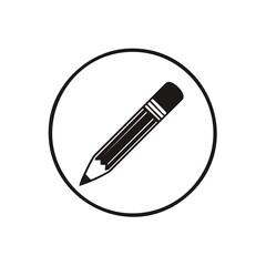 Poster - Creative pencil and eraser icon in a circle representing writing education and drawing