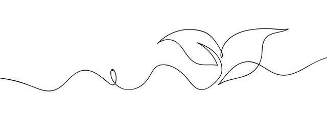 Wall Mural - Continuous vector line drawing of tree sapling, transparent background, energy conservation, stroke correction.