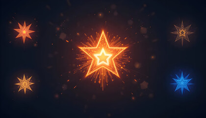 AI generate icon set ai, sparkle star with square button