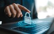 © sany - Finger touching glowing padlock secure access digital interface digital security cybersecurity