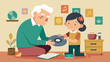© Justlight - A musical bond between generations as a grandparent and grandchild bond over their shared love for a family heirloom record. Vector illustration