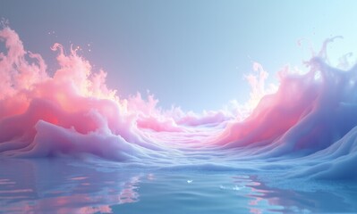 Wall Mural - dreamy pastel clouds frame a calm waterway, bathed in soft light, creating an ethereal and tranquil 