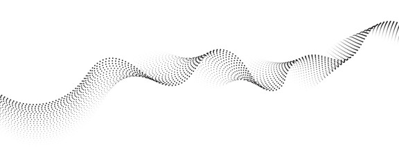 Poster - Flowing Dot Wave halftone gradient pattern on transparent background	