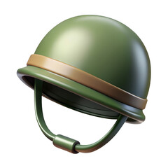 Poster - 3d military helmet with leather strap isolated on transparent background