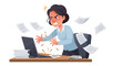 © irkham - Furious office worker expressing rage and frustration with computer issues and paperwork overload at her desk.