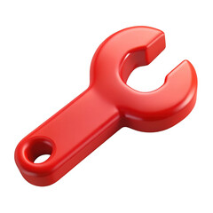 Poster - 3d red wrench tool isolated on transparent background