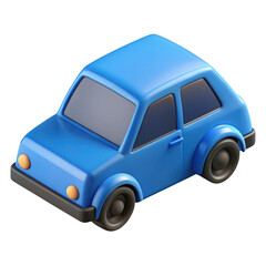 Poster - 3d blue hatchback car isolated on transparent background