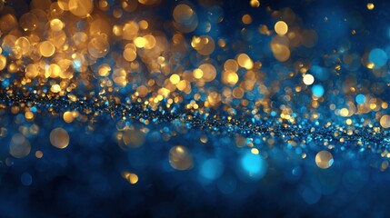 Poster - A captivating mix of golden and blue glitter shines against a dark background, creating a sense of joy and festivity. Perfect for creative projects or celebratory themes.