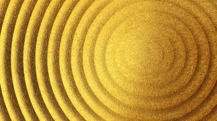 Poster - Concentric waves spread out from a central point on a textured golden surface, creating a mesmerizing pattern that captures the eye. Light reflects softly off the surface.