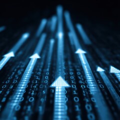 Upward trend abstract image binary code background